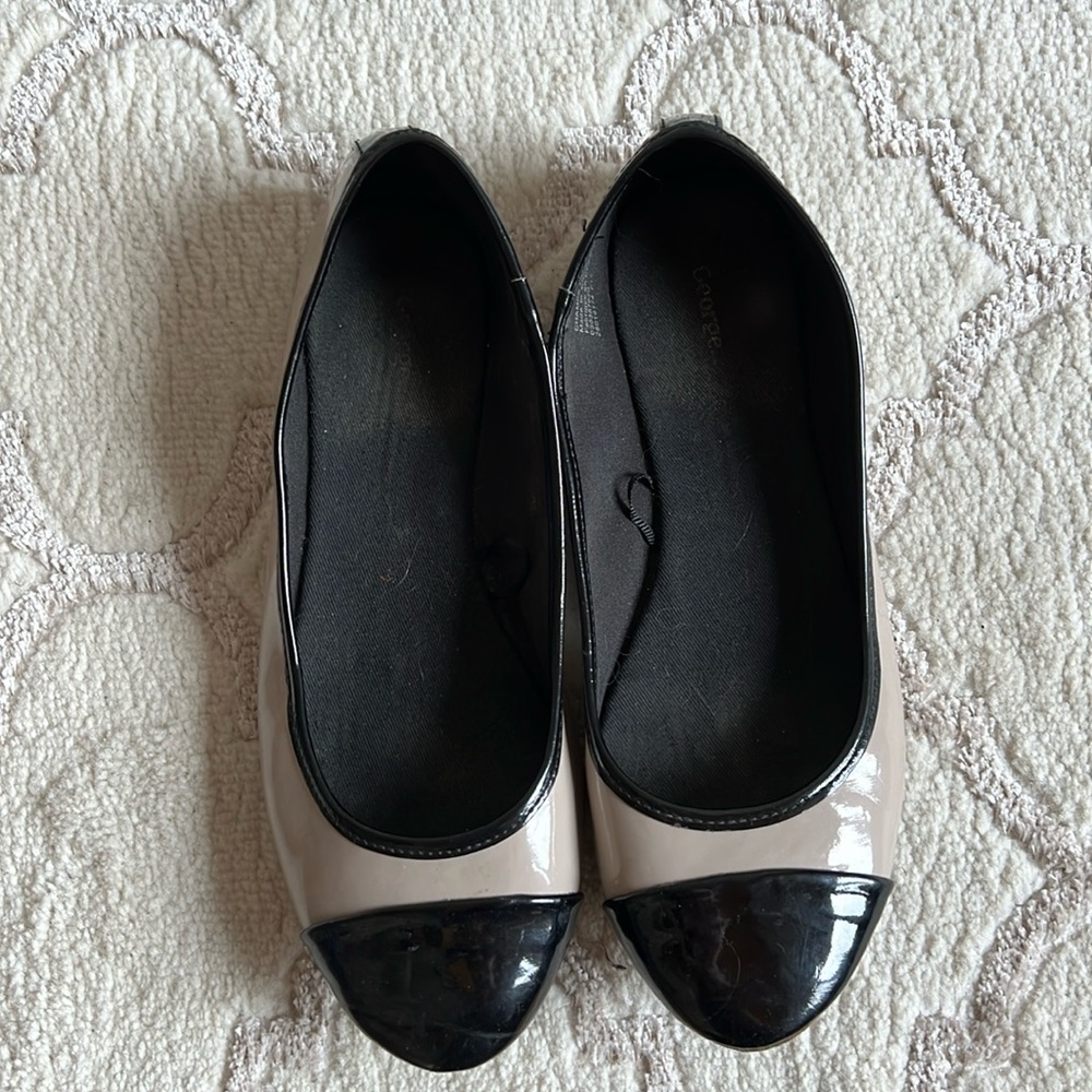 Patent style ballet shoes